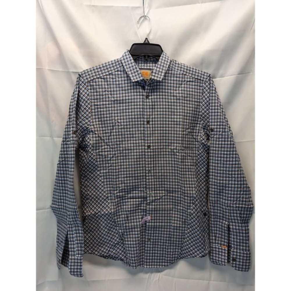 Boss Orange Hugo Boss Medium Mens Plaid‎ Dress Shirt Blue Black White Red